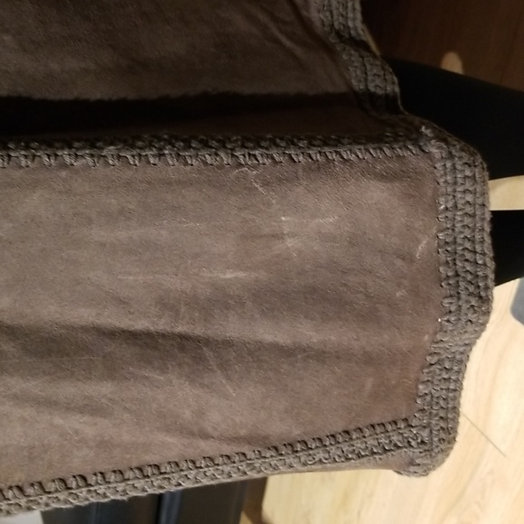 William B Vintage Fall Coat Crochet & Suede Leather / Silk Lined / Sz S / Brown - Picture 16 of 17